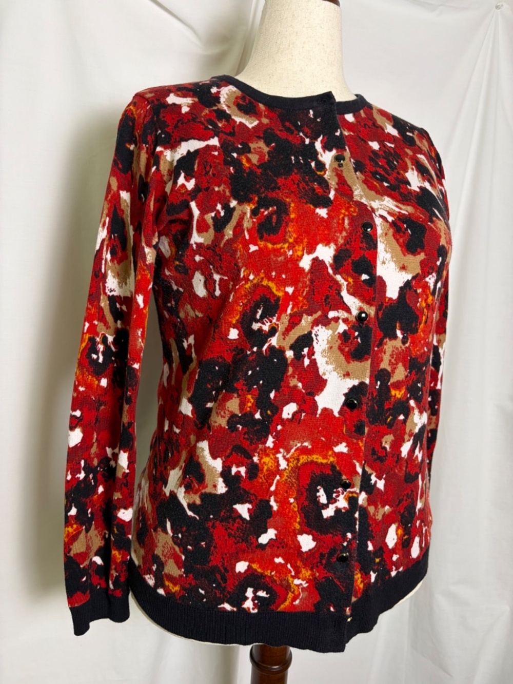 Jones New York Collection Multi-Color Cardigan w/ Button Front Plus Size 0X